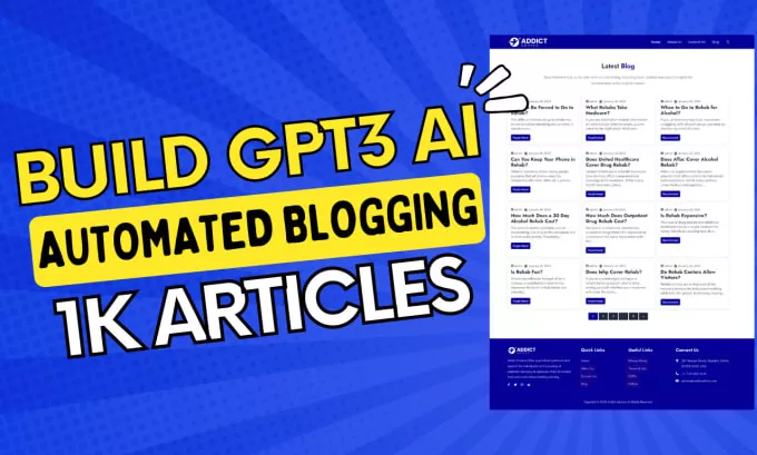I will build ai auto blogging wp site on your preferable niche with 1k articles by gpt3