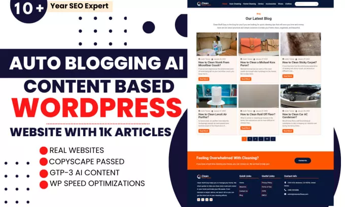 I will develop auto blogging ai content with wp site with 1k articles
